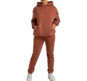 ชุดวอร์มมีฮู้ด2ชิ้นสำหรับผู้ชายและผู้หญิง,ชุดวอร์มมีฮู้ดแบบเรียบหนาไซส์ใหญ่พิเศษสำหรับฤดูใบไม้ร่วงและฤดูหนาวแบบกำหนดเอง - Product Image 1