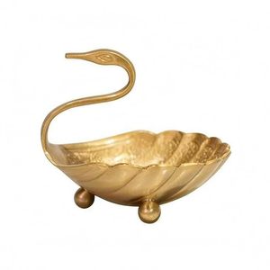 Cuenco Decorativo Hecho a Mano en Forma <span class=keywords><strong>de</strong></span> <span class=keywords><strong>Cisne</strong></span> <span class=keywords><strong>de</strong></span> Latón con <span class=keywords><strong>Cuello</strong></span> Esculpido y Patas Esféricas - Product Image 1