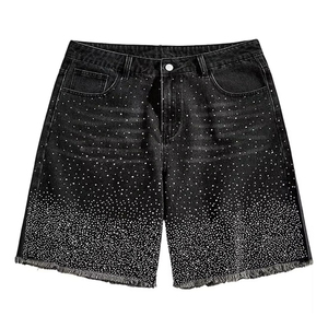 Pantalones cortos casuales transpirables para hombre, de color liso, con bolsillo cargo de mezclilla, para entrenamientos y moda, con diseño sólido. - Product Image 1