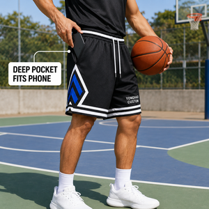 Shorts en maille solide pour hommes de haute qualité, séchage rapide, respirants, best-sellers, 100% polyester, shorts de basket-ball personnalisés en maille - Product Image 2