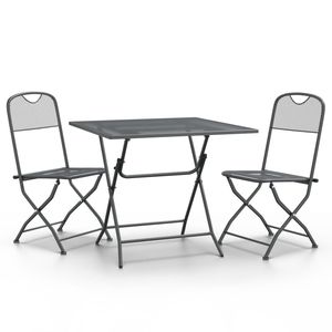 Ensemble de salle à manger de patio 3 pièces anthracite avec maille en métal déployé Collection de meubles d'extérieur durables - Product Image 2