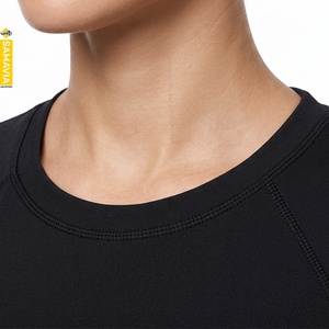 SAMAVIA Ensembles de yoga pour femmes, leggings longs de haute qualité, manches courtes, extensibles dans quatre directions, couleur unie noire, vêtements de fitness - Product Image 5