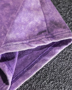 Women Terry Cotton Sweatpants Purple Solid Color Casual Loose Fit Full Length With Pocket And Drawstring Waistband - Product Image 4