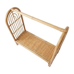 Wholesale Natural Rattan Doll <b>Clothes</b> <b>Rack</b> with Arch Top Boho Miniature Clothing Stand Sustainable Handmade Kids Room Storage - Product Image 1