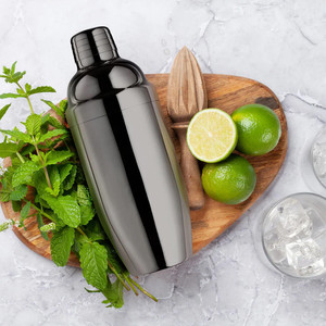 Coctelera de Acero Inoxidable de Doble Pared de Lujo, 14 oz, Acabado Negro Cromado, Aislada, Herramienta Profesional para Bartender, para Bar en Casa - Product Image 1