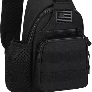 กระเป๋าคาดลำตัวแบบยุทธวิธีสำหรับผู้ชาย พร้อมช่องใส่ขวดน้ำ, กระเป๋าคาดอกแบบสะพายไหล่ MOLLE EDC พร้อมพอร์ตชาร์จ USB สำหรับการเดินทาง - Product Image 6