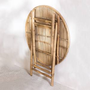 Rustic Bamboo Folding <b>Table</b> Round Bistro <b>Table</b> Eco-Friendly <b>Portable</b> Wooden Side <b>Table</b> For Outdoor Garden Backyard Event - Product Image 3