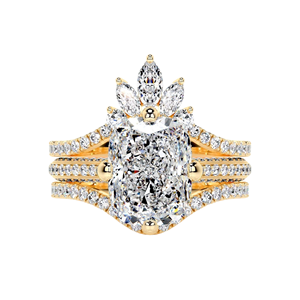 โซลิแทร์ทรงยาวประดับด้วยลวดลายประณีตแบบ Pave Cathedral Setting จับคู่กับมงกุฎทรง Marquise ที่โดดเด่นและสายรัดโค้งเข้าชุด - Product Image 1