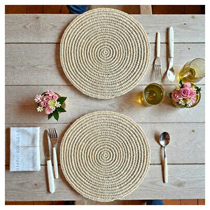 Jute Braided <b>Placemats</b> Set of 4 Reversible 100% Jute Nonslip 14x14 <b>Square</b> Farmhouse Vintage Jute <b>Placemats</b> for Dining Table, Per - Product Image 1