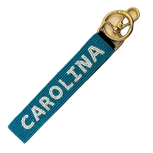 Sports Fans Travelers Carolina Beaded Fabric Keychain Wristlet Gameday Handmade City Team Adjustable <b>Key</b> Holder Everyday Use - Product Image 1