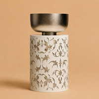 Brûleur d'encens de luxe moderne en tissu avec motif mosquée, bol métallique, support pour Oud Bakhoor, brûleur de charbon, vente en gros