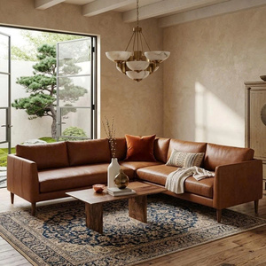 Modular Sectional <b>Sofa</b> <b>Bed</b> Large Square Deep Seat Genuine Leather Luxury Modern Eco Friendly <b>Sofa</b> Set for Villa Living Room - Product Image 1