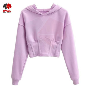 Haut court à capuche respirant pour femme, couleur personnalisée élégante, grandes tailles, services OEM et ODM disponibles - Product Image 1