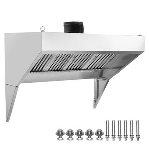 Cappa di scarico commerciale in acciaio inossidabile da 8FT per Food Truck, con griglia a U rimovibile per cappa rimorchio per concessioni 201 - Product Image 3