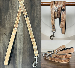 Nouveau dernier damier et conception de dés usiné à la main en cuir véritable laisse pour animaux de compagnie laisse réglable chien formation laisses accessoires pour animaux de compagnie - Product Image 3