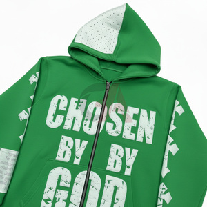 Sudadera con capucha y cremallera para hombre, estilo acid wash, 2026, 100% algodón, forro polar estampado, cómoda, informal, estilo urbano - Product Image 3