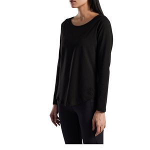 Camiseta de Manga Larga Negra para Mujer, Corte Holgado, Cuello Redondo, Informal, Transpirable, Suave, para Gimnasio, Fitness, Yoga y Ejercicio - Product Image 4