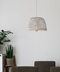 Handwoven Bamboo Pendant Light Whitewashed Boho Basket Lamp Natural Rattan <b>Ceiling</b> Light Eco Friendly Supplier - Product Image 4
