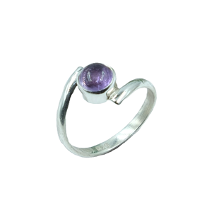 Anillo de Plata de Ley 925 con Amatista Natural para Mujer, Anillo de Piedra Preciosa Morada Hecho a Mano, Anillo Minimalista con Bisel, Joyería de Plata para Mamá - Product Image 1