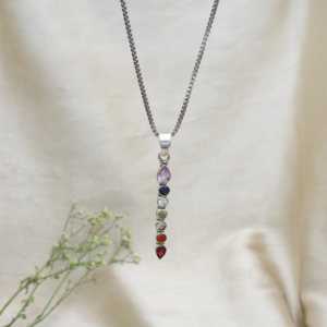 New Wholesale 925 <b>Sterling</b> <b>Silver</b> 7 Chakra Dangle Pendant <b>Necklace</b> for Women Handmade Pendant Chakra Healing Pendant Gift Custom - Product Image 2
