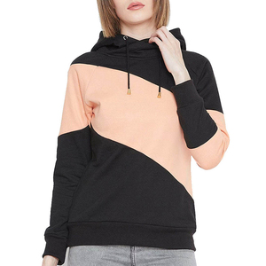 Sudadera con Capucha para Mujer, Diseño Asimétrico con Bloques de Color, Manga Larga, Tejido de Algodón, Estilo Casual para Otoño - Product Image 1