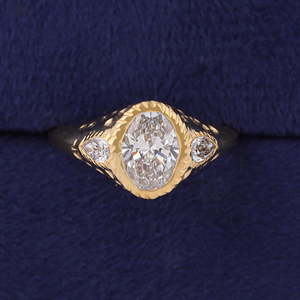 Bague de fiançailles de luxe en or jaune avec diamant taille ovale, style classique pour femme, diamant de laboratoire certifié IGI, 14 carats, 1 à 6 carats, bijoux - Product Image 3