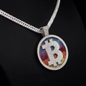 Solid 925 <b>Silver</b> Plate <b>Charm</b> Pendant Moissanite Custom Raised Letter Hip Hop Style Iced Chain Money Bag - Product Image 1