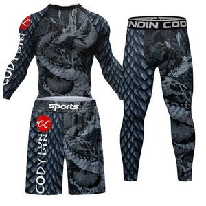 Men's Panda Print Rash Guard Set Three Quarter Sleeve Quick Dry <b>Athletic</b> Training Kit Sublimation Printed Sport Wear - Product Image 6