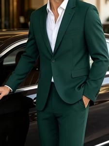 2026 Mens Luxury <b>Emerald</b> <b>Green</b> <b>Suit</b> Slim Fit Single Breasted Formal Business Wedding Groom Prom Party Office 2 Piece Set - Product Image 4