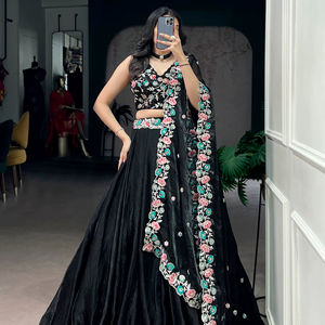 Best Selling Indian Designer Silk Embroidery Lehenga Choli Dupatta <b>Readymade</b> Party Wedding Outfit with silk Dress - Product Image 1