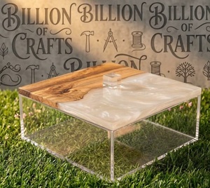 <b>Clear</b> Acrylic Plexi Storage <b>Box</b> <b>with</b> Wood Grain <b>Lid</b> Custom Display Bin for Chocolate Gift Packaging - Product Image 4