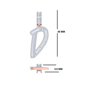 Colgante y Dijes Personalizados de la A a la Z con Rosas Blancas y Oro Amarillo, con Diamantes Reales para Oro de 10kt/14kt, Precio al por Mayor - Product Image 2