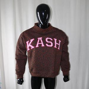 Sweat-shirt à col montant KASH PANTHER 100% ROSE CLAIR avec broderie appliquée, col large, fils fins - Product Image 2