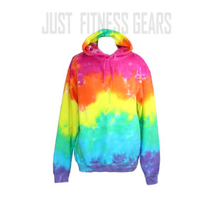 Sweat-shirt à capuche coupe classique en coton 100% coupe-vent avec poches, motif tie-dye personnalisé, style streetwear, logo personnalisé pour homme - Product Image 1