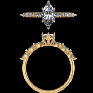 Anillo de Compromiso con Diamante de Corte Marquesa de 1.51 Quilates, Oro Sólido de 18k/14k, Anillo de Bodas con Múltiples Piedras, Joyería Fina de Lujo para Mujer - Product Image 3