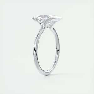 Bague de fiançailles solitaire à demi-sertissage en or blanc 14 carats, taille princesse, 2,00 carats - Product Image 4