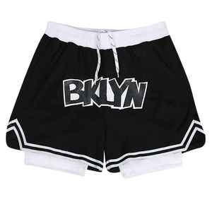 Custom Men's Mesh Basketball Shorts Double <b>Layer</b> Quick Dry Drawstring Training Gym Wear - Product Image 1