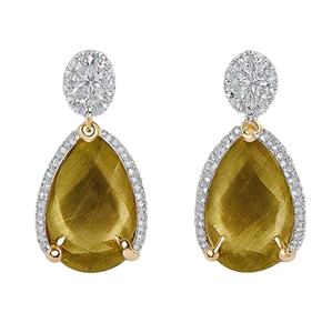 ต่างหูขายดีอัญมณี CZ และ Citrine 925เงินสเตอร์ลิงและทอง18K ชุบสำหรับผู้หญิง - Product Image 1