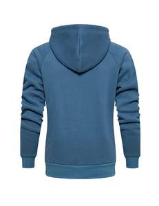 Sweat à capuche en gros pour homme – Sweat-shirt décontracté bleu uni respirant avec logo personnalisé - Product Image 5