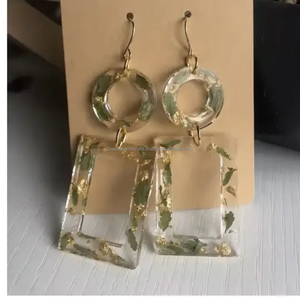 Nouveau Dangle Drop Résine Boucles D'oreilles Grande Déclaration Coloré Artificielle Modèle À La Main Sculpture Géométrique pour les Femmes - Product Image 3