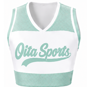 Maillot de cheerleading sans manches vert menthe sublimé, tenue de sport athlétique pour équipe, uniforme de compétition et d'entraînement - Product Image 1
