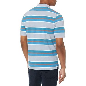 Men's Striped Short Sleeve Knitted <b>Polo</b> Shirt Casual Blue Gray <b>Orange</b> Pattern Regular Fit - Product Image 2