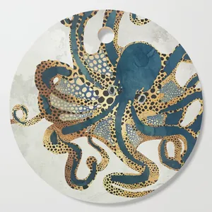 Custom Octopus Design Enamel <b>Sticker</b> Wooden Cheese Boards Latest Kitchenware for Hotel & Restaurant Chopping Blocks - Product Image 1
