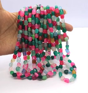 Perles lisses en calcédoine naturelle multicolores 6-7MM, perles de pierres précieuses en calcédoine polies en vrac pour la fabrication de bijoux - Product Image 1