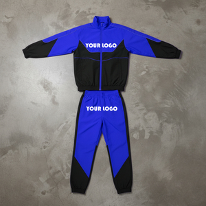 Conjunto Deportivo Unisex Morado y Negro con Bloques de Color, Chaqueta con Cremallera Completa y Cuello Alto, Estilo Deportivo, Transpirable, de Poliéster, para Adultos - Product Image 3