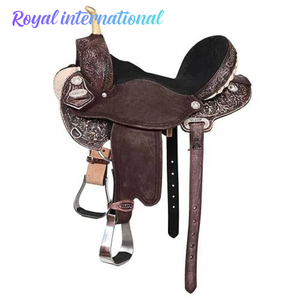 Silla de Montar Western Premium Marrón Oscuro de Cuero Genuino Grabado a Mano para Vaquero, Senderismo, Rancho y Equitación, Asiento Cómodo - Product Image 1
