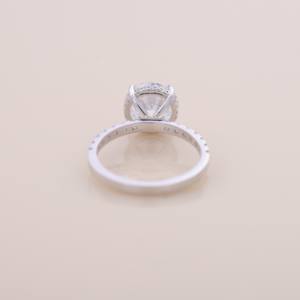 IGI Certified Round Brilliant Lab Grown Diamond Halo Engagement & Wedding Ring in <b>Solid</b> 925 Sterling <b>Silver</b> with Pavé Band - Product Image 4