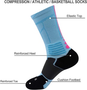 Compression Athletic Basketball Socks <b>Men's</b> Breathable Knitted Crew Socks with Reinforced <b>Heel</b> and Toe Summer Sports Socks - Product Image 1