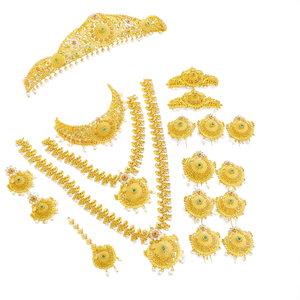 Peacock Matte 18K Gold Plated <b>Bridal</b> <b>Jewelry</b> <b>Set</b> with Zircon Earrings - Product Image 2