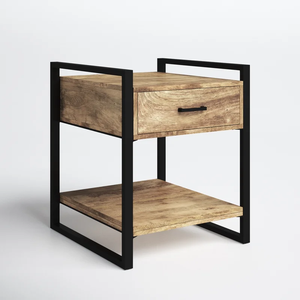 Mesa de Noche Plegable de Madera Maciza Resistente, Elegante y Moderna, con Cajón, para Dormitorio, Hospital y Entrada - Product Image 3